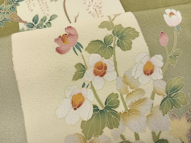 平和屋着物●訪問着 友禅 作家物 色紙草花文 暈し染め 正絹 逸品 AABD4411ph