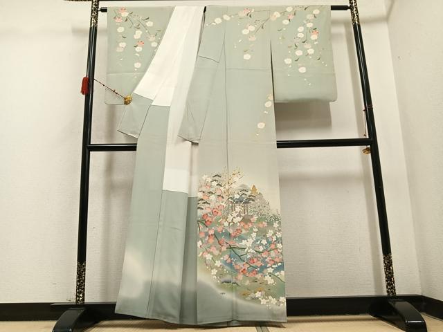 平和屋着物○訪問着 友禅 作家物 水戸偕楽園図 暈し染め