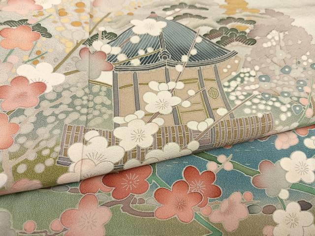 平和屋着物○訪問着 友禅 作家物 水戸偕楽園図 暈し染め