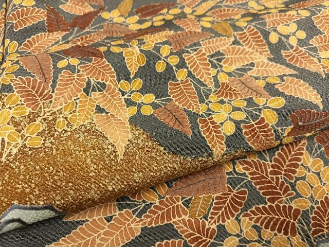 平和屋着物●豪華色留袖 友禅 刺繍 群れ鳥草木文 鬼しぼ縮緬 正絹 逸品 AABD4428ph