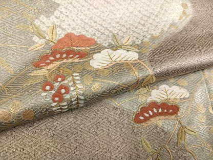 平和屋着物●訪問着 絞り 刺繍 松 藤花房 金彩 正絹 逸品 AABD4455ph