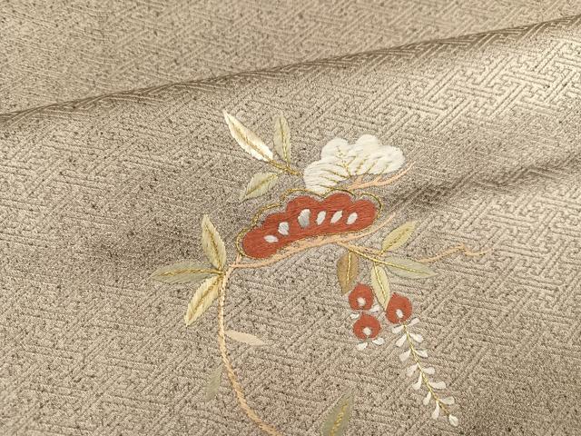 平和屋着物●訪問着 絞り 刺繍 松 藤花房 金彩 正絹 逸品 AABD4455ph