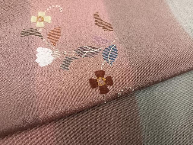 平和屋着物●訪問着 刺繍 花唐草文 正絹 逸品 AABD4458ph
