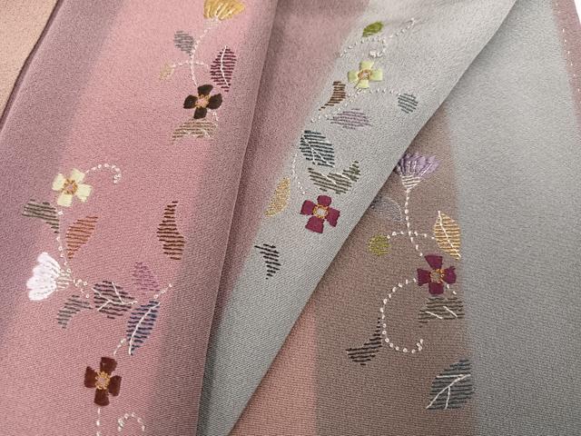平和屋着物●訪問着 刺繍 花唐草文 正絹 逸品 AABD4458ph