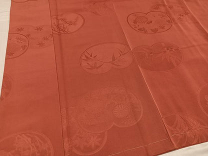 平和屋着物●上質な色無地　草花地紋　浅緋色　正絹　逸品　未使用　AABD4472ph