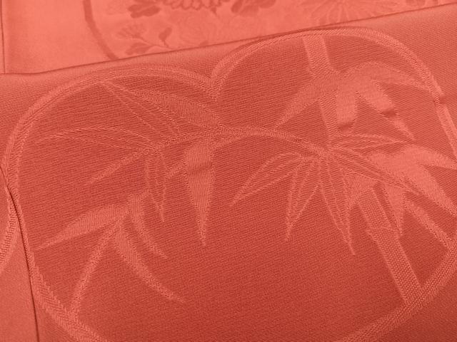 平和屋着物●上質な色無地　草花地紋　浅緋色　正絹　逸品　未使用　AABD4472ph