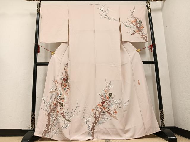 平和屋着物●訪問着 作家物 群れ鶴花鳥文 正絹 逸品 AABD4474ph