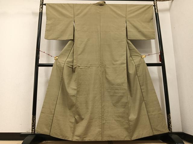 平和屋着物●上質な紬 色無地 油色 正絹 逸品 AABD4475ph