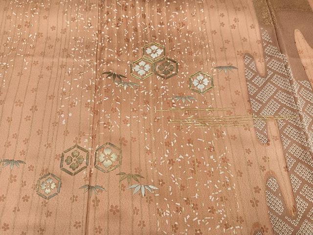 平和屋着物●訪問着　刺繍　亀甲草花文　金彩　正絹　逸品　AABD4476ph