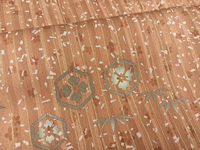 平和屋着物●訪問着　刺繍　亀甲草花文　金彩　正絹　逸品　AABD4476ph