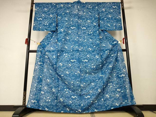 平和屋着物＊夏物 小紋 絽 草花文 洗える着物 AABD4488jd