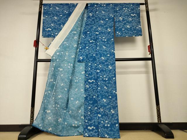 平和屋着物＊夏物 小紋 絽 草花文 洗える着物 AABD4488jd