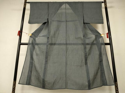 平和屋着物＊夏物 小千谷ちぢみ 山鳩色 麻 逸品 AABD4492jd