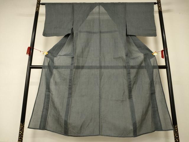 平和屋着物＊夏物 小千谷ちぢみ 山鳩色 麻 逸品 AABD4492jd