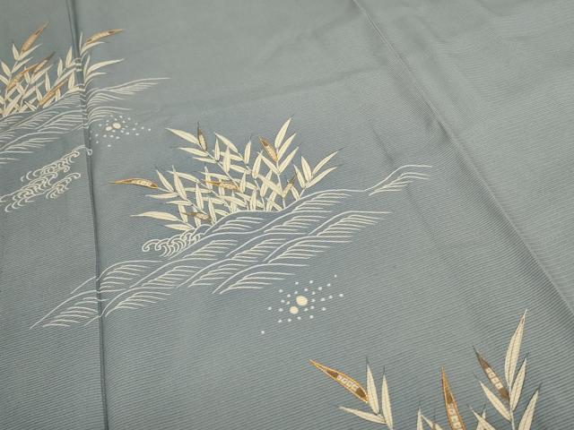 平和屋着物＊夏物 訪問着 絽 駒刺繍 立波草葉文 銀彩 正絹 逸品 AABD4495jd
