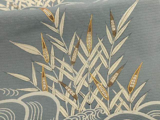 平和屋着物＊夏物 訪問着 絽 駒刺繍 立波草葉文 銀彩 正絹 逸品 AABD4495jd