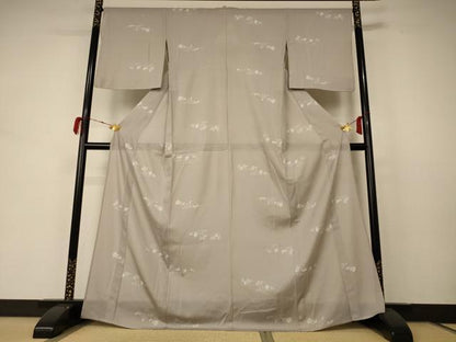 平和屋着物＊夏物 小紋 絽 流水草花文 正絹 逸品 AABD4502jd