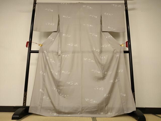 平和屋着物＊夏物 小紋 絽 流水草花文 正絹 逸品 AABD4502jd