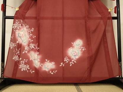 平和屋着物＊夏物　訪問着　絽　手描き　草花文　暈し染め　正絹　逸品　AABD4504jd