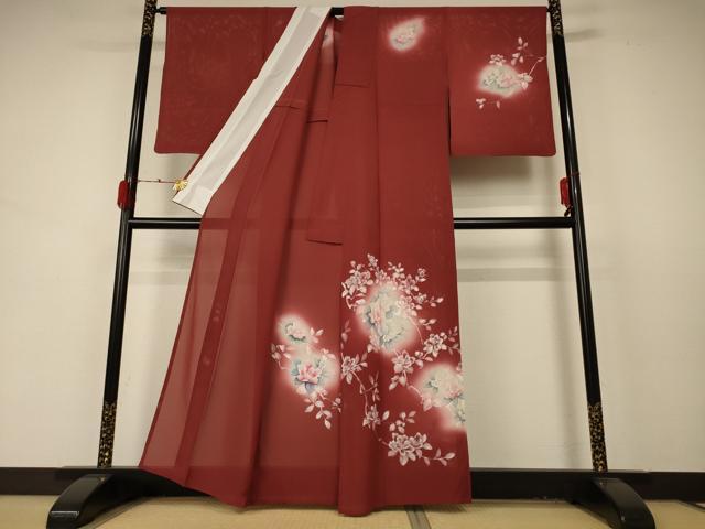 平和屋着物＊夏物　訪問着　絽　手描き　草花文　暈し染め　正絹　逸品　AABD4504jd