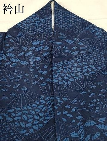 平和屋着物＊夏物 小紋 絽 扇子文 洗える着物 AABD4510jd