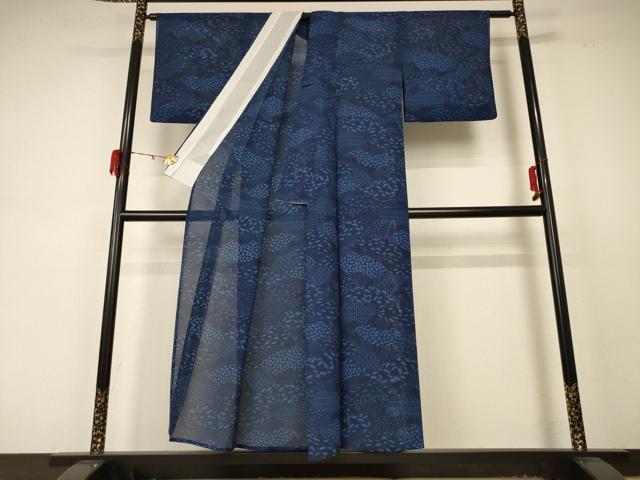 平和屋着物＊夏物 小紋 絽 扇子文 洗える着物 AABD4510jd
