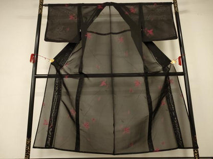 平和屋着物＊夏物 小紋 紗 舞葉文 正絹 逸品 未使用 AABD4514jd