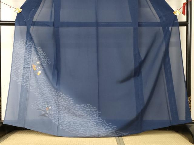 平和屋着物＊夏物 訪問着 絽 刺繍 蔦の葉芝文 暈し染め 正絹 逸品 AABD4517jd