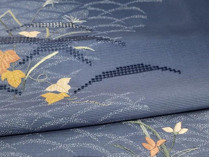 平和屋着物＊夏物 訪問着 絽 刺繍 蔦の葉芝文 暈し染め 正絹 逸品 AABD4517jd