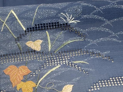 平和屋着物＊夏物 訪問着 絽 刺繍 蔦の葉芝文 暈し染め 正絹 逸品 AABD4517jd