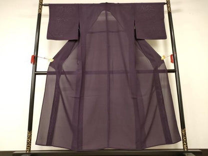 平和屋着物＊夏物 色無地 絽 似せ紫色 正絹 逸品 AABD4518jd
