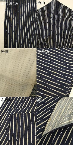 平和屋着物＊夏物 小紋 絽 変わり縞 正絹 逸品 AABD4522jd