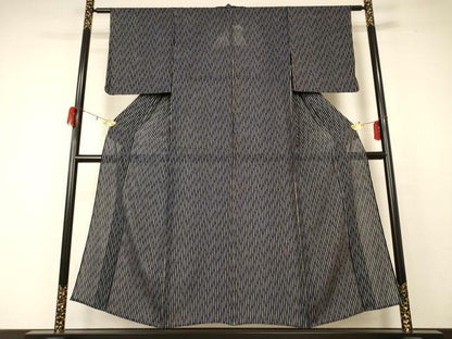 平和屋着物＊夏物 小紋 絽 変わり縞 正絹 逸品 AABD4522jd