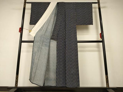 平和屋着物＊夏物 小紋 絽 変わり縞 正絹 逸品 AABD4522jd