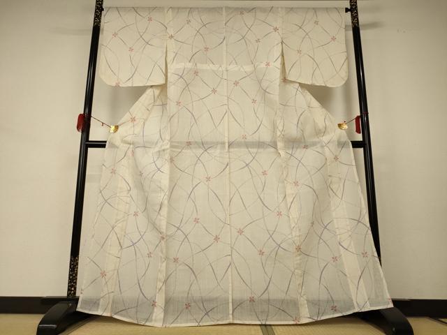 平和屋着物＊夏物 小千谷ちぢみ 舞花文 麻 逸品 AABD4523jd