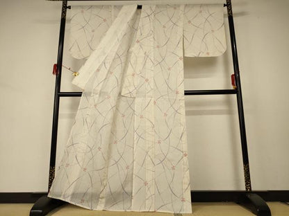 平和屋着物＊夏物 小千谷ちぢみ 舞花文 麻 逸品 AABD4523jd