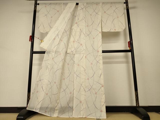 平和屋着物＊夏物 小千谷ちぢみ 舞花文 麻 逸品 AABD4523jd