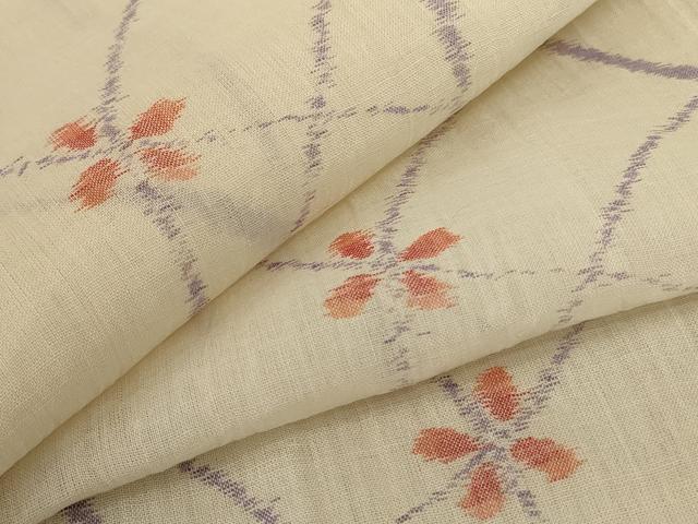 平和屋着物＊夏物 小千谷ちぢみ 舞花文 麻 逸品 AABD4523jd