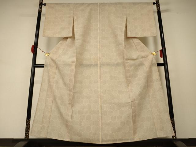 平和屋着物＊夏物 小紋 紗 亀甲柄 正絹 逸品 AABD4525jd