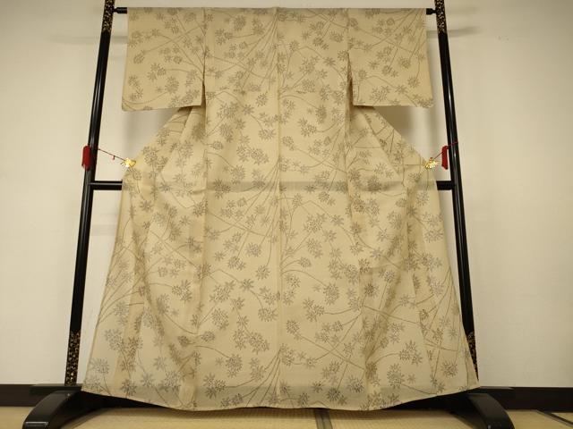 平和屋着物＊夏物 紗紬 枝花文 正絹 逸品 AABD4526jd