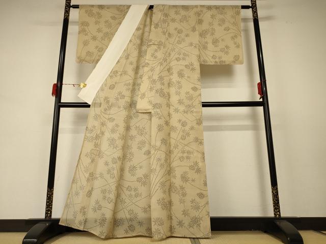 平和屋着物＊夏物 紗紬 枝花文 正絹 逸品 AABD4526jd