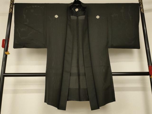平和屋着物＊夏物 男性 黒紋付 羽織 絽 正絹 逸品 AABD4528jd