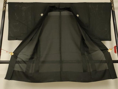 平和屋着物＊夏物 男性 黒紋付 羽織 絽 正絹 逸品 AABD4528jd
