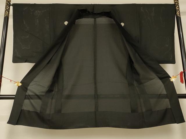 平和屋着物＊夏物 男性 黒紋付 羽織 絽 正絹 逸品 AABD4528jd