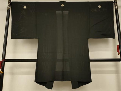 平和屋着物＊夏物 男性 黒紋付 羽織 絽 正絹 逸品 AABD4528jd