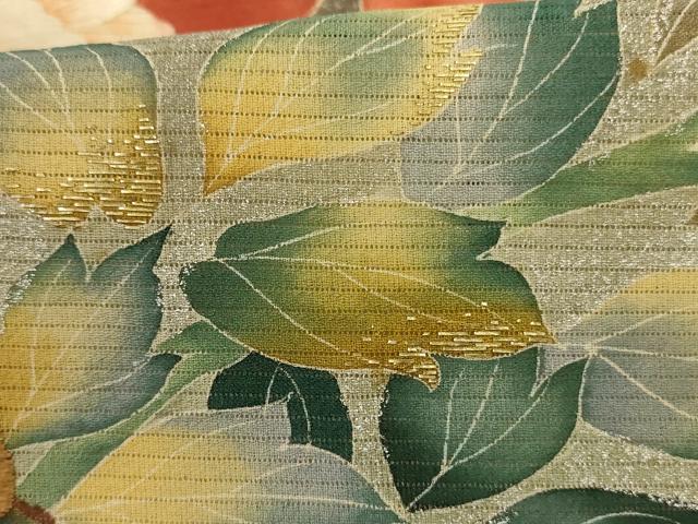 平和屋着物＊夏物　黒留袖　絽　刺繍　流水草花文　銀彩　正絹　逸品　AABD4531jd
