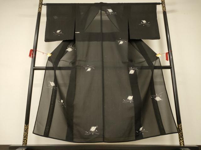 平和屋着物＊夏物 明石ちぢみ 絞り ヒラメ 反端付き 正絹 逸品 AABD4535jd