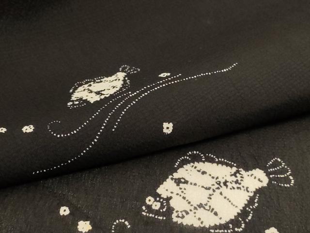 平和屋着物＊夏物 明石ちぢみ 絞り ヒラメ 反端付き 正絹 逸品 AABD4535jd