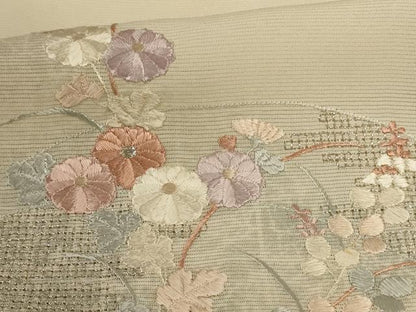 平和屋着物＊夏物 訪問着 絽 刺繍 地紙花文 銀彩 正絹 逸品 AABD4536jd