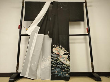 平和屋着物＊夏物　黒留袖　絽　作家物　花鳥文　正絹　逸品　AABD4537jd